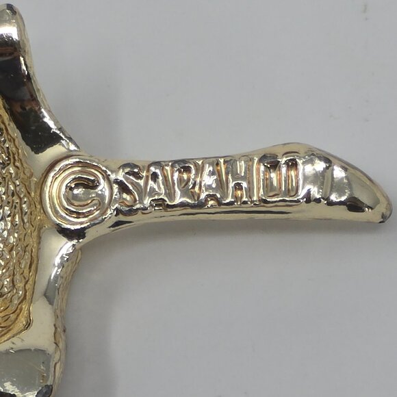 Vintage Sarah Coventry Scarecrow Brooch Enamel Gold Tone Patchwork Fall Pin - Picture 5 of 8